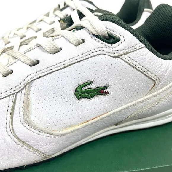 Lacoste IZOD Leather Venta MR Sneakers White/Spartan Green Size 8​​​​​​​​​​​​​​