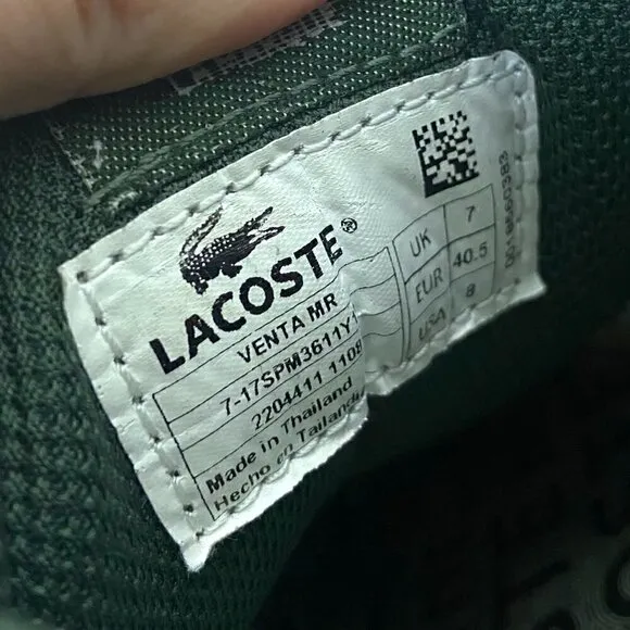 Lacoste IZOD Leather Venta MR Sneakers White/Spartan Green Size 8​​​​​​​​​​​​​​