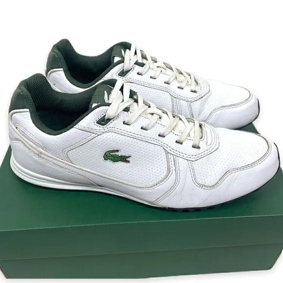 Lacoste IZOD Leather Venta MR Sneakers White/Spartan Green Size 8​​​​​​​​​​​​​​