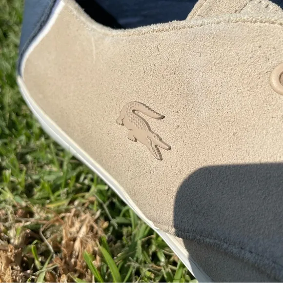 Lacoste Men’s Sevrin Genuine Suede Lace-Up Sneaker Shoes Size 10.5 (US) Beige