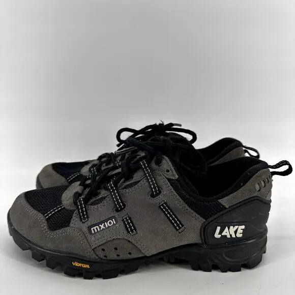Lake MX101 Cycling Biking Sneakers Shoes Lace Up Suede Leather Gray Black 6.5