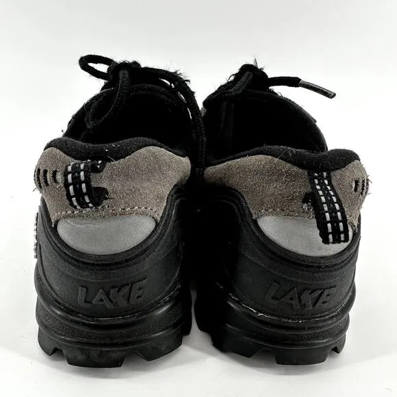 Lake MX101 Cycling Biking Sneakers Shoes Lace Up Suede Leather Gray Black 6.5