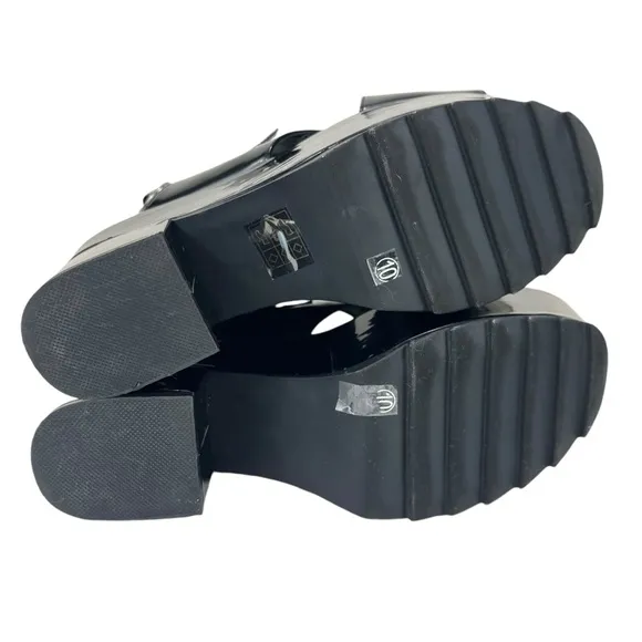 Lamoda‎ | Women 10 | Black Shiny Serenity Chunky Platform Sandals
