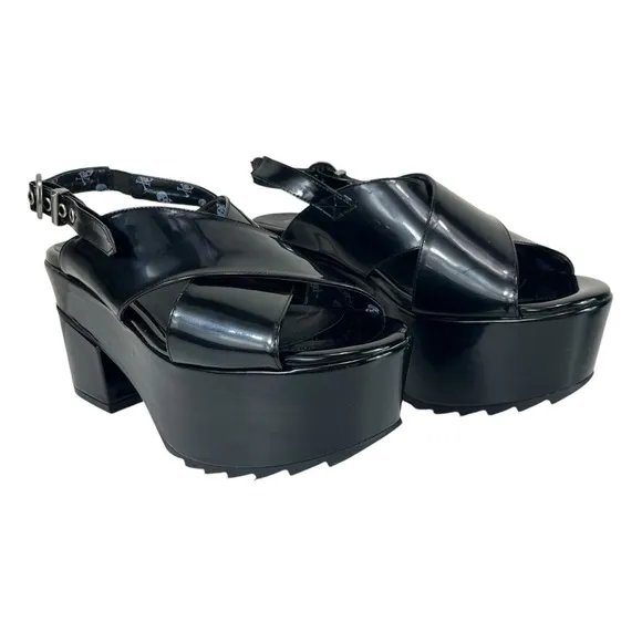 Lamoda‎ | Women 10 | Black Shiny Serenity Chunky Platform Sandals