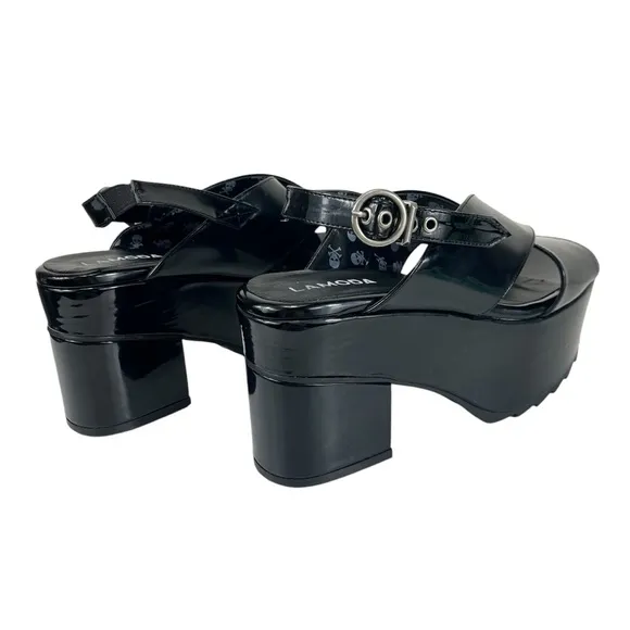 Lamoda‎ | Women 10 | Black Shiny Serenity Chunky Platform Sandals