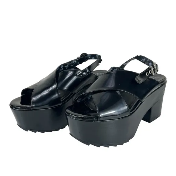 Lamoda‎ | Women 10 | Black Shiny Serenity Chunky Platform Sandals