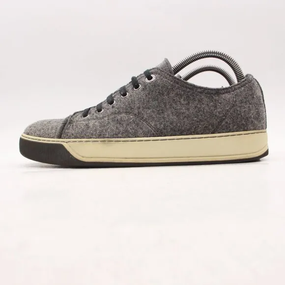 Lanvin Gray Men's Size 6 UK Wool Felt Lace Up Sneakers Gym Shoes - Runs Big