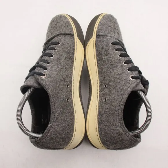Lanvin Gray Men's Size 6 UK Wool Felt Lace Up Sneakers Gym Shoes - Runs Big