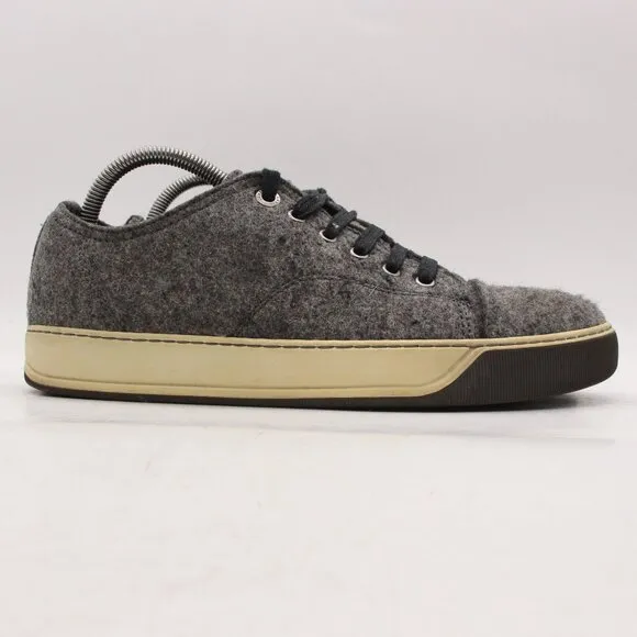 Lanvin Gray Men's Size 6 UK Wool Felt Lace Up Sneakers Gym Shoes - Runs Big