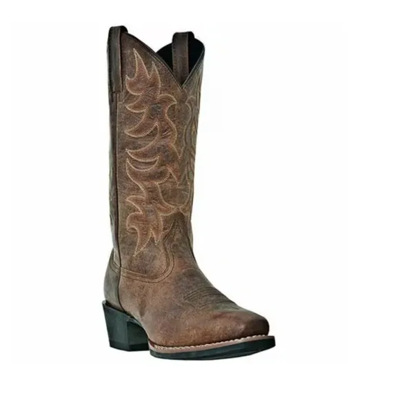 Laredo Men's Piomosa Square Toe Tan Boots Brown, Size 10D