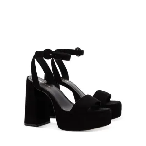 Larroud� 'Dolly' Black Leather High Heel Platform Sandals Size 7