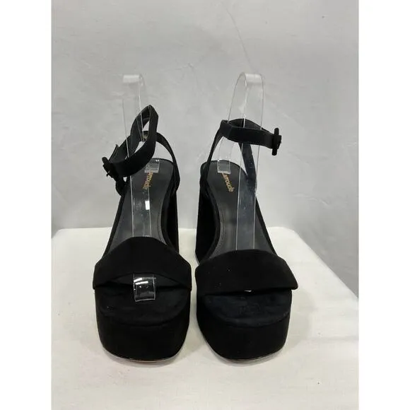Larroud� 'Dolly' Black Leather High Heel Platform Sandals Size 7