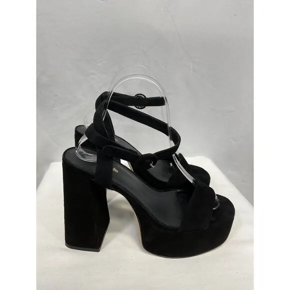 Larroud� 'Dolly' Black Leather High Heel Platform Sandals Size 7