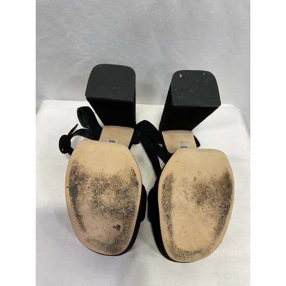 Larroud� 'Dolly' Black Leather High Heel Platform Sandals Size 7