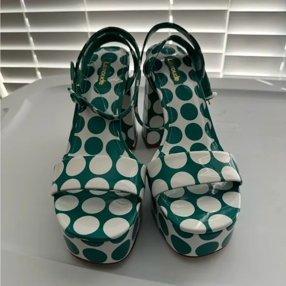Larroude Dolly polka dot platform sandals 9.5