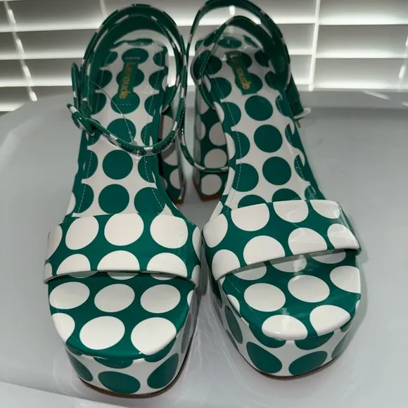 Larroude Dolly polka dot platform sandals 9.5