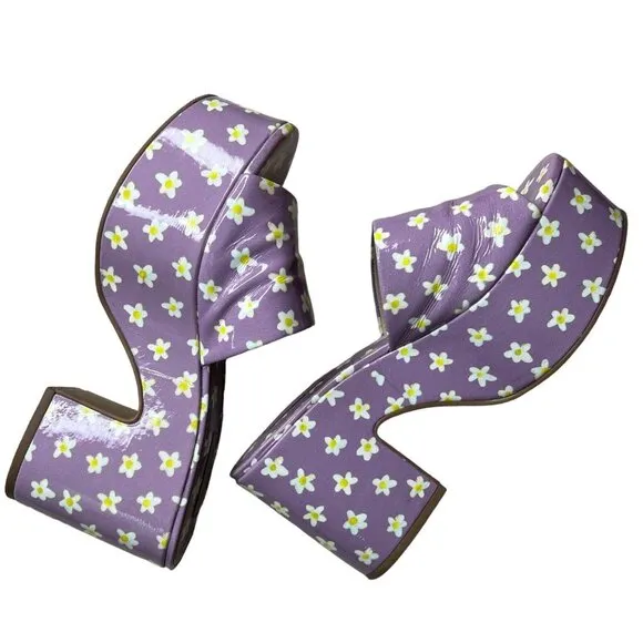 Larroude Womens Floral Miso Platform Slide Sandal Lavender 7 Coquette Cottage