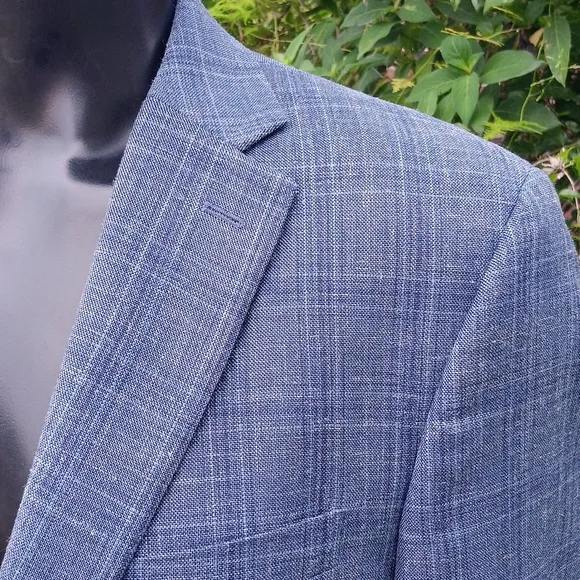 LAUREN, RL MEN'S WOOL, SILK,  LINEN BLEND PLAID (2) BUTTON LUXURY BLAZER