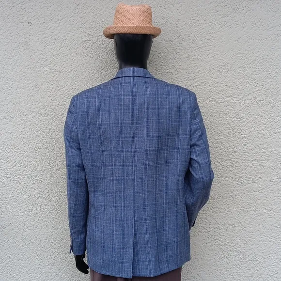 LAUREN, RL MEN'S WOOL, SILK,  LINEN BLEND PLAID (2) BUTTON LUXURY BLAZER