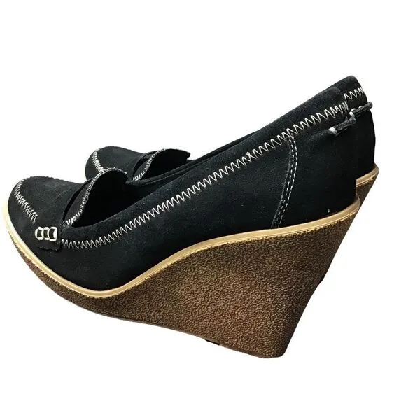 La Victoire Neala Suede Loafer Wedge Shoes