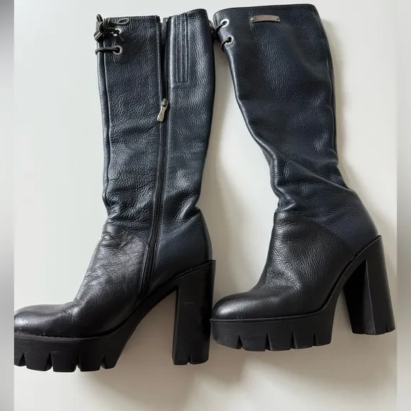 Leather knee length boots