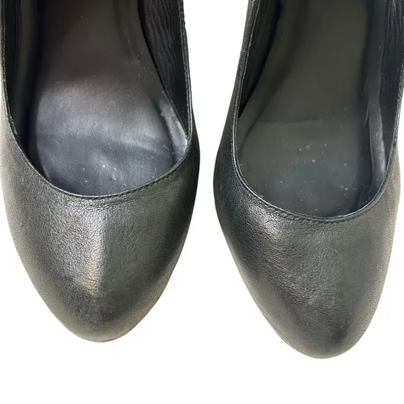 LeifsDottir Anthropologie Mary Jane Wedge Shoes Pumps Black Leather EU Size 39.5