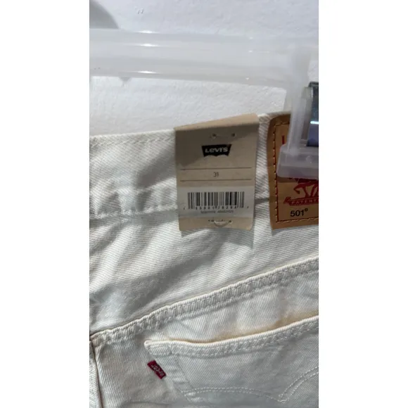 Levi's 501 Button Fly Denim Shorts Women's Size 31 Cream Butterfly