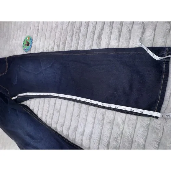 Levi's 514‎ Straight Wide Leg Jeans 38x32 Midnight Blue Denim Faux Flap Pockets