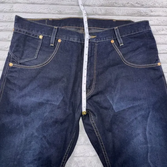 Levi's 514‎ Straight Wide Leg Jeans 38x32 Midnight Blue Denim Faux Flap Pockets