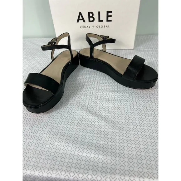 Like New Able Black Larissa Platform Sandals