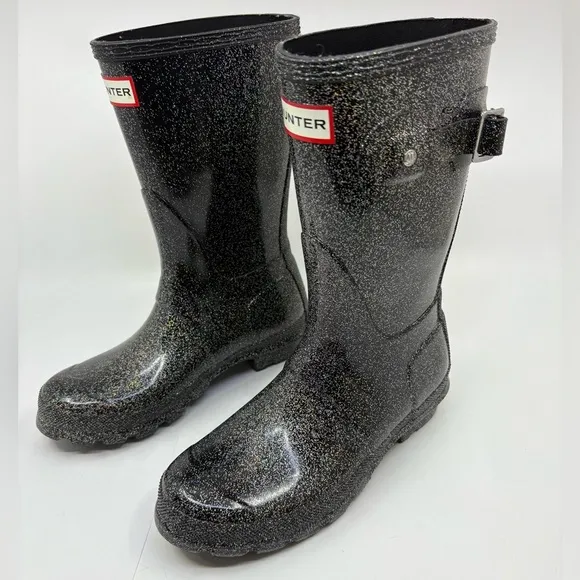 Like new black glitter Hunter Woman/Big Girl (starcloud) size 5