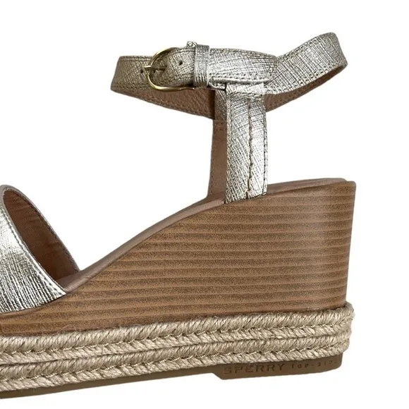LIKE New Sperry Leather Wedge Sandals