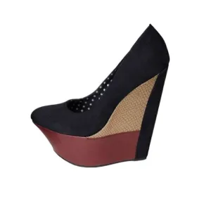 LIliana Colorblock Wedge Platform Shoes Size 6.5 Multicolor Black