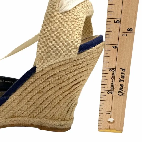 LILLY PULITZER Kate Espadrille Wedge Sandals - Size 6.5 - Navy - Summer Shoes