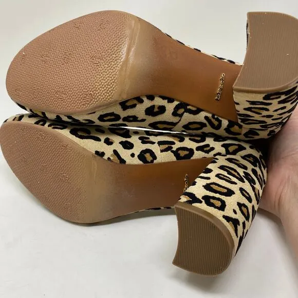 Linea Paolo Women's Size 7 Pumps Leopard Print Chunky Heels