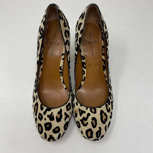 Linea Paolo Women's Size 7 Pumps Leopard Print Chunky Heels