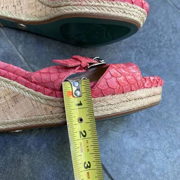 Lisa for Donald J Pliner Coral Pink Open Toed Wedge Shoes Size 9.5