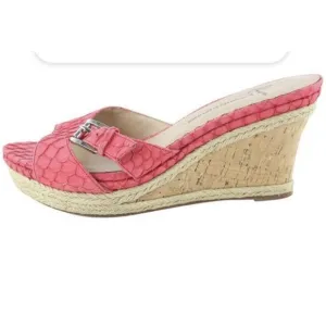 Lisa for Donald J Pliner Coral Pink Open Toed Wedge Shoes Size 9.5