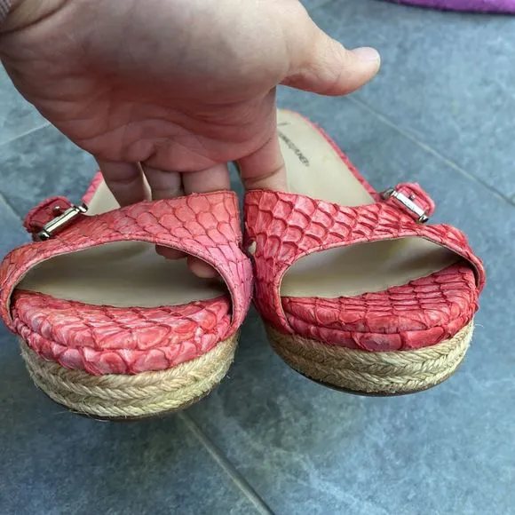 Lisa for Donald J Pliner Coral Pink Open Toed Wedge Shoes Size 9.5
