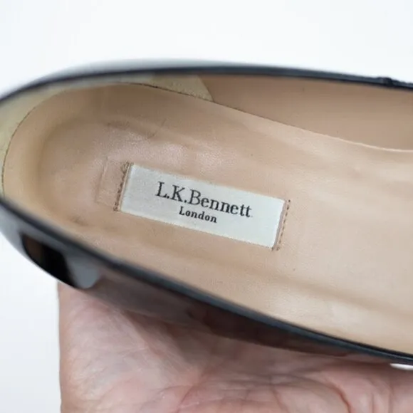 L.K. Bennett Black Patent Leather Wedge Pumps Size 9 EUR 39