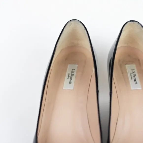 L.K. Bennett Black Patent Leather Wedge Pumps Size 9 EUR 39