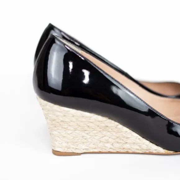 L.K. Bennett Black Patent Leather Wedge Pumps Size 9 EUR 39