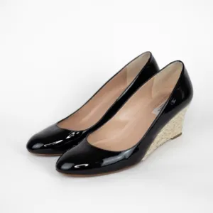L.K. Bennett Black Patent Leather Wedge Pumps Size 9 EUR 39