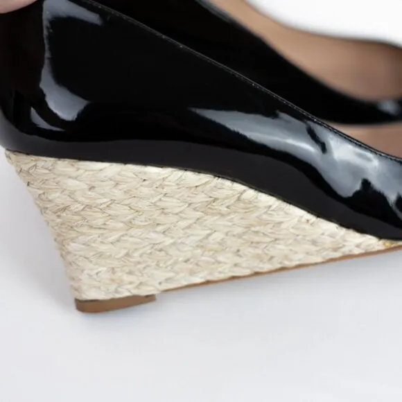 L.K. Bennett Black Patent Leather Wedge Pumps Size 9 EUR 39