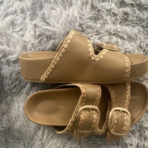 Loeffler randall Theo tan two band sandals 7.5