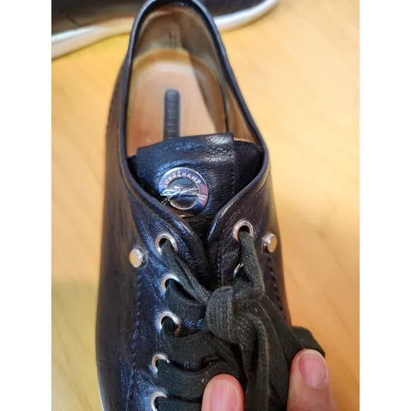 Longchamp Le Pliage Black Leather Sneakers EU 40 US 9.5-10 Designer Shoes rare