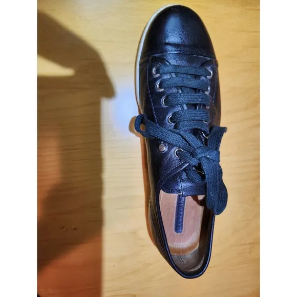 Longchamp Le Pliage Black Leather Sneakers EU 40 US 9.5-10 Designer Shoes rare