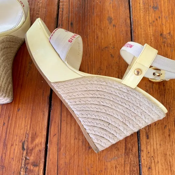 Louis vuitton paris wedge shoes nude red size 36
