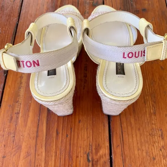 Louis vuitton paris wedge shoes nude red size 36