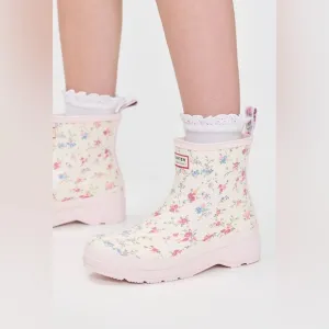 Love Shack Fancy x Hunter Ivory Floral Rain Boots 8